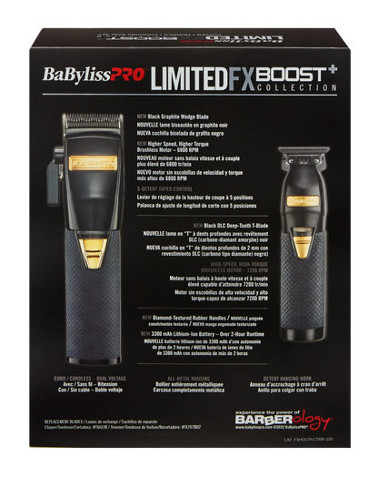 BaByliss PRO Black FX Boost+ Limited Edition Clipper & Trimmer Set w/ Charging Base (FXHOLPKCTB-B)