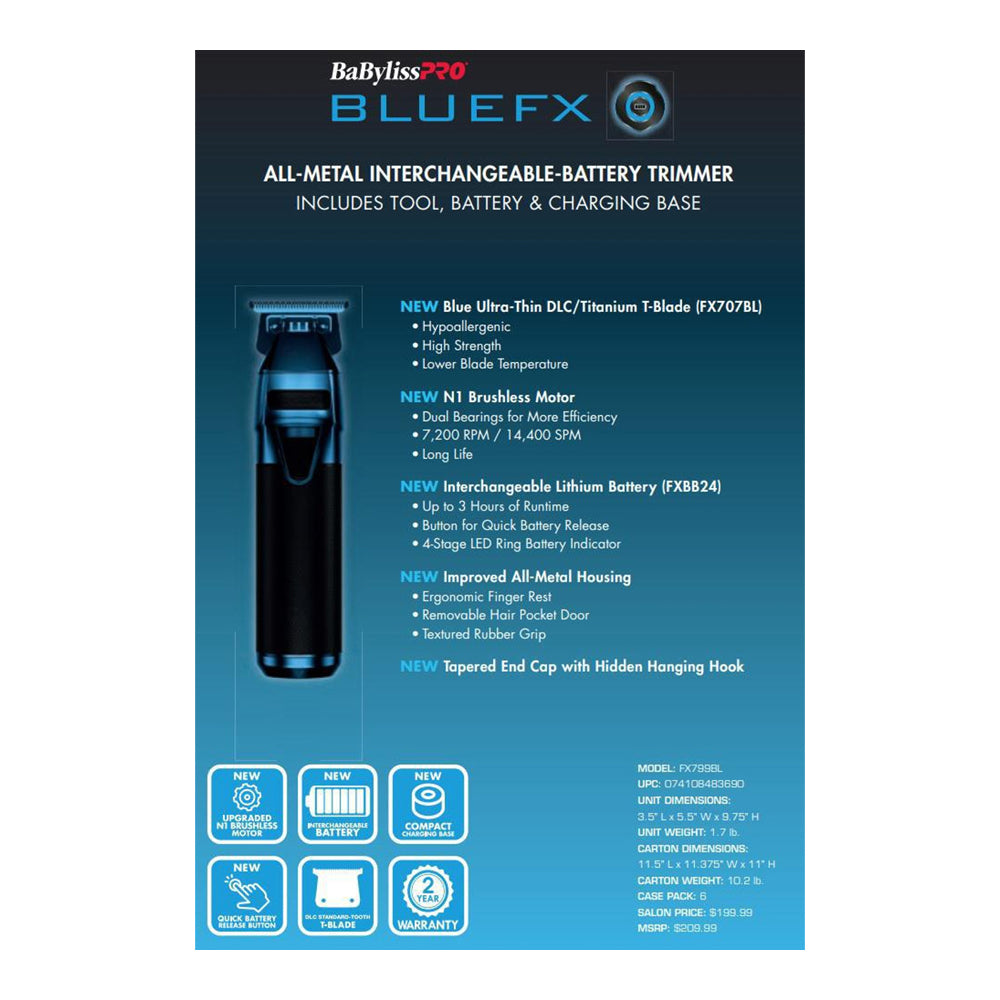 Babyliss Pro FXONE Blue Cordless Trimmer (#FX799BL)