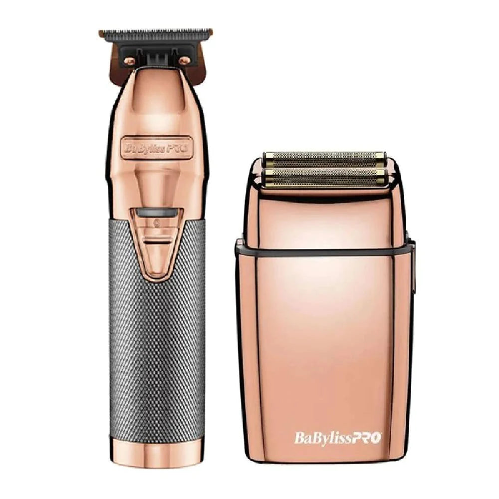 Babyliss Pro Rose Gold Skeleton Trimmer + Babyliss Pro Rose Gold Double Foil Shaver (Combo)