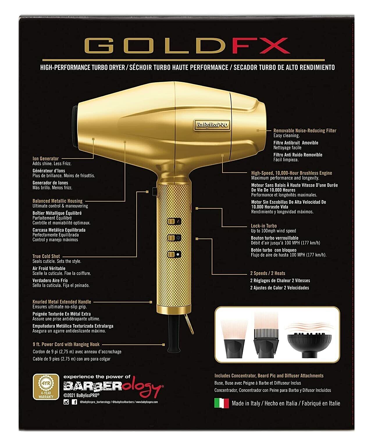 BaBylissPRO GOLDFX High-Performance Turbo Dryer