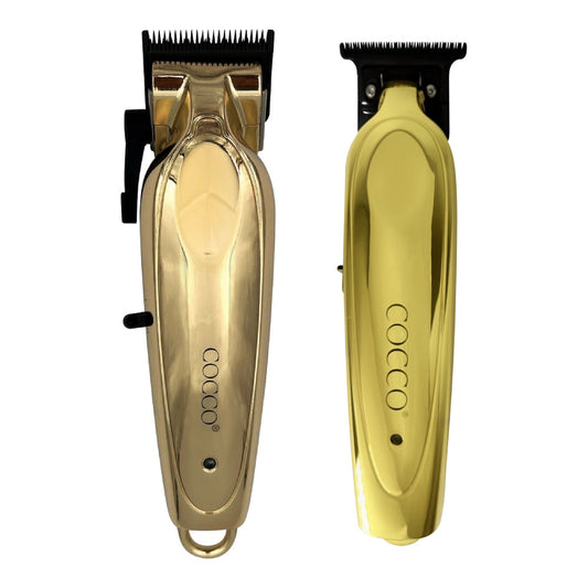 Cocco Pro All Metal Hair Clipper & Trimmer Combo - Gold (Dual Voltage)