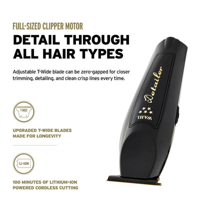 Wahl 5-Star Black/Gold Cordless Barber Combo – Cordless Magic Clip & Cordless Detailer #3025397